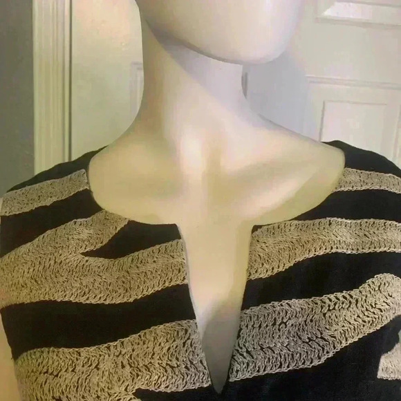 Michael Kors sleeveless 100% linen print zebra dress size 8 Black Beige. #301 - Picture 3 of 12